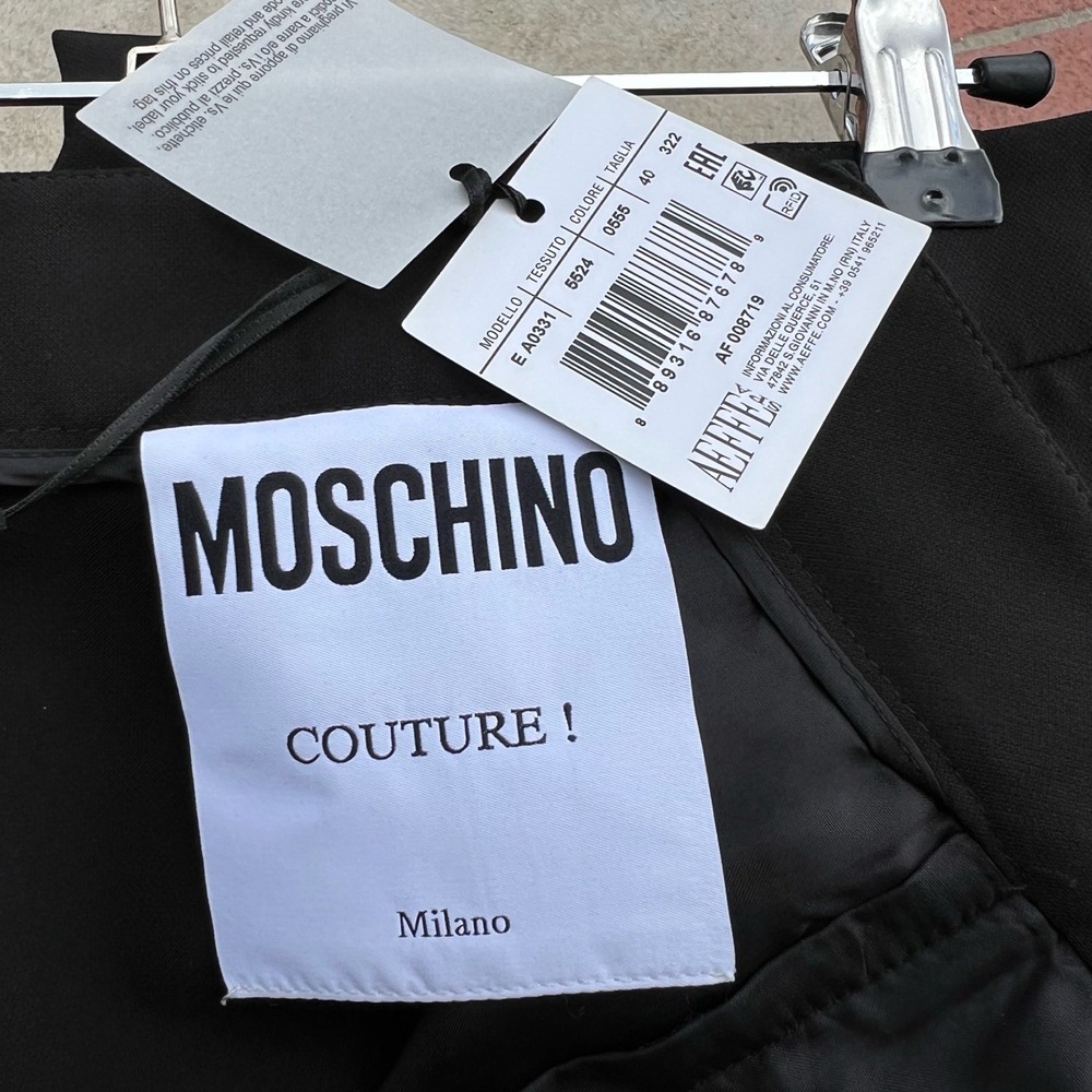 Moschino Couture Crepe Straight-Leg Pants Black Trousers Size 40 US 6 NWT - Picture 3 of 8